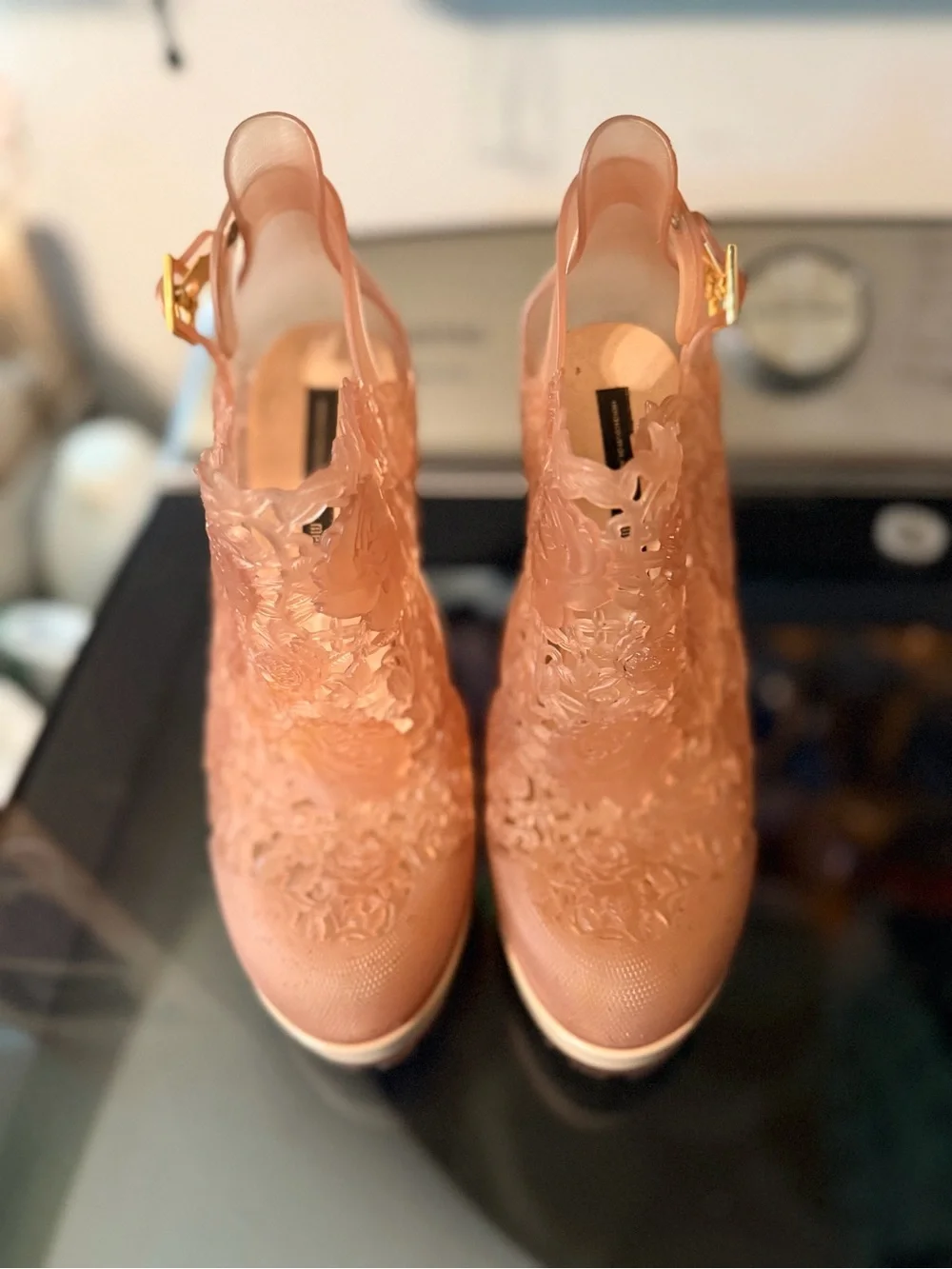 Melissa x Viktor & Rolf Lady Emme Blossom Pink Floral Heels Size 6 Rare